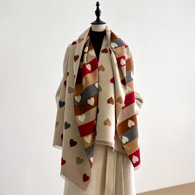 Foulard décontracté à imprimé cœurs