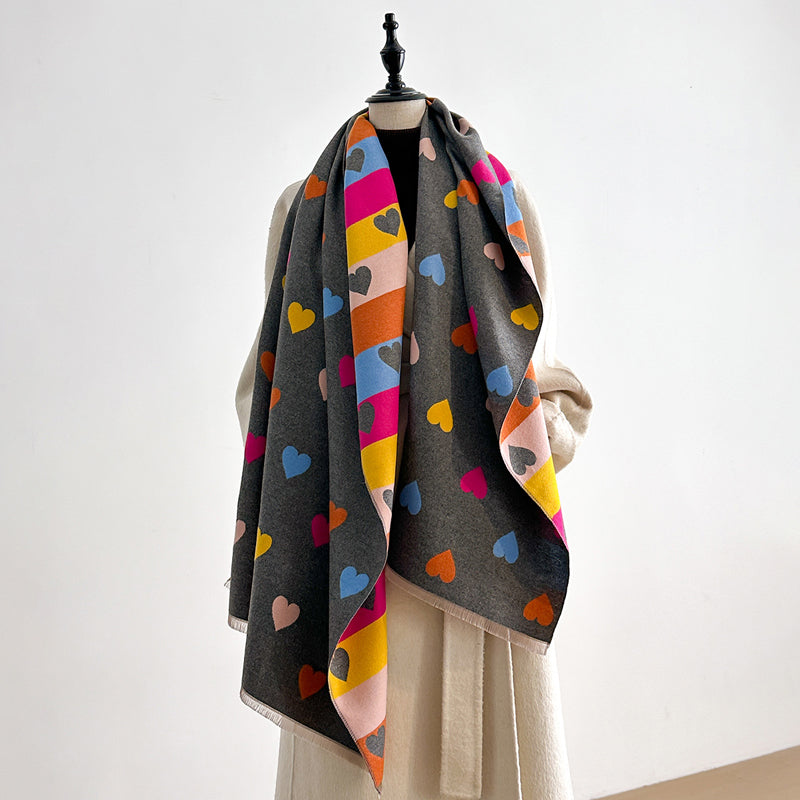 Foulard décontracté à imprimé cœurs