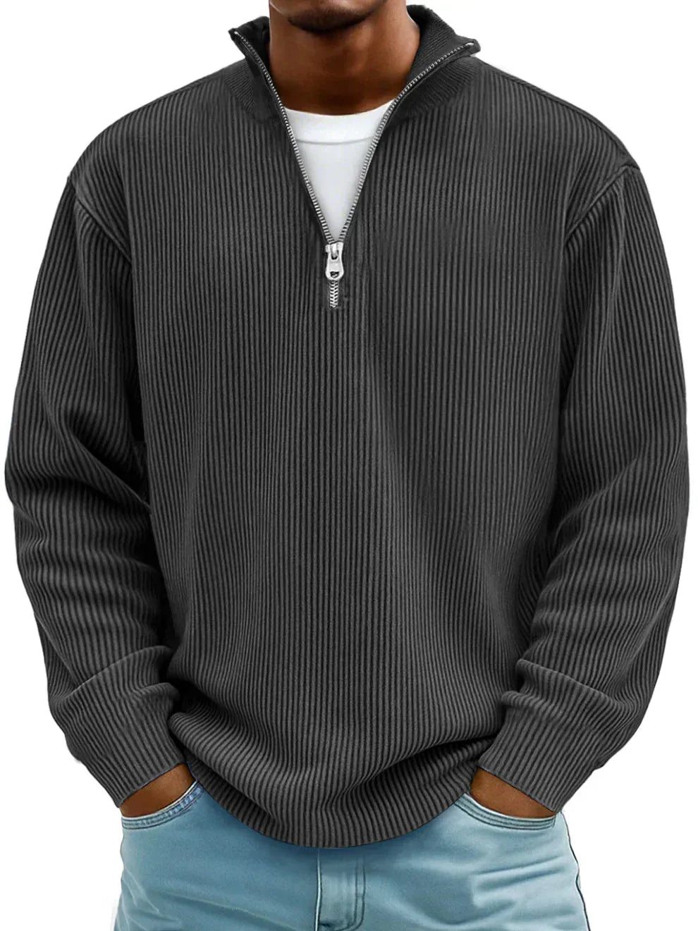 Donato | Chandail côtelé demi-zip