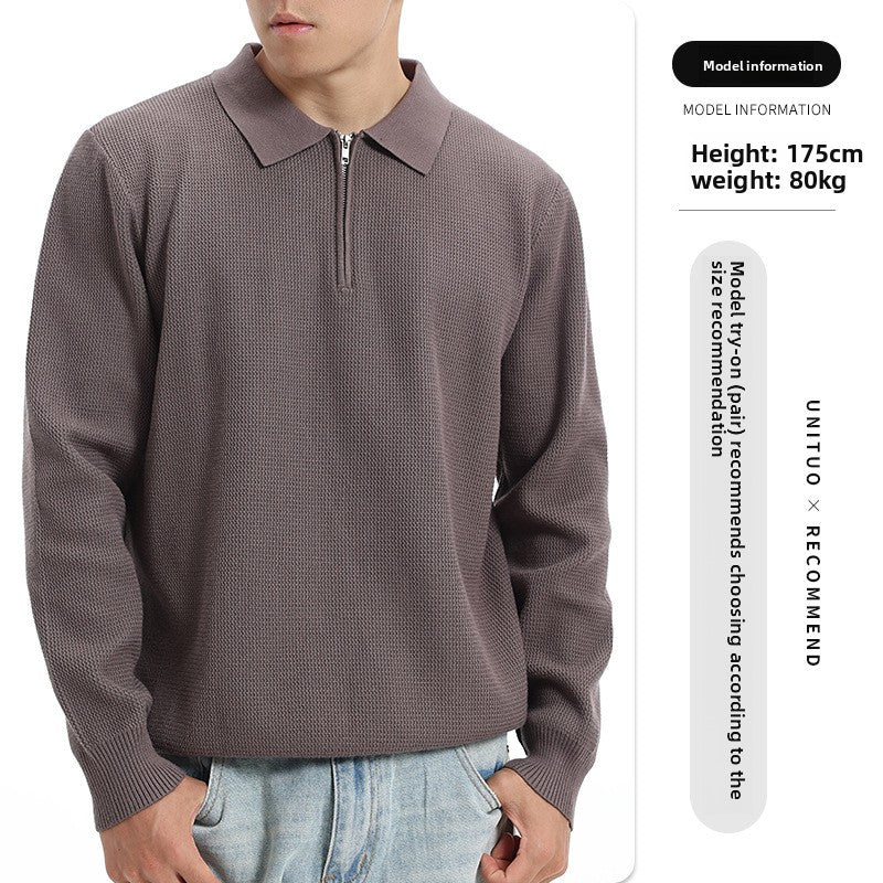 Polo en tricot à manches longues pour homme
