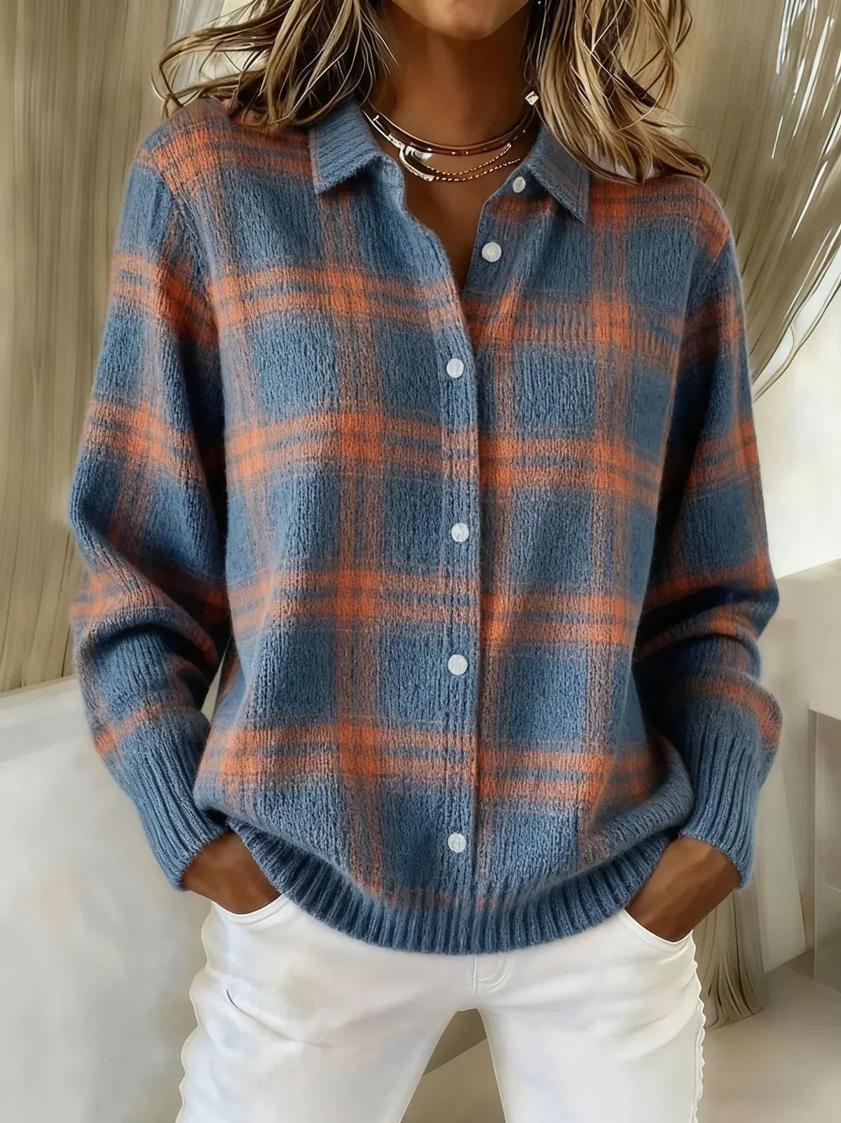 Ornella | Veste en tricot à carreaux