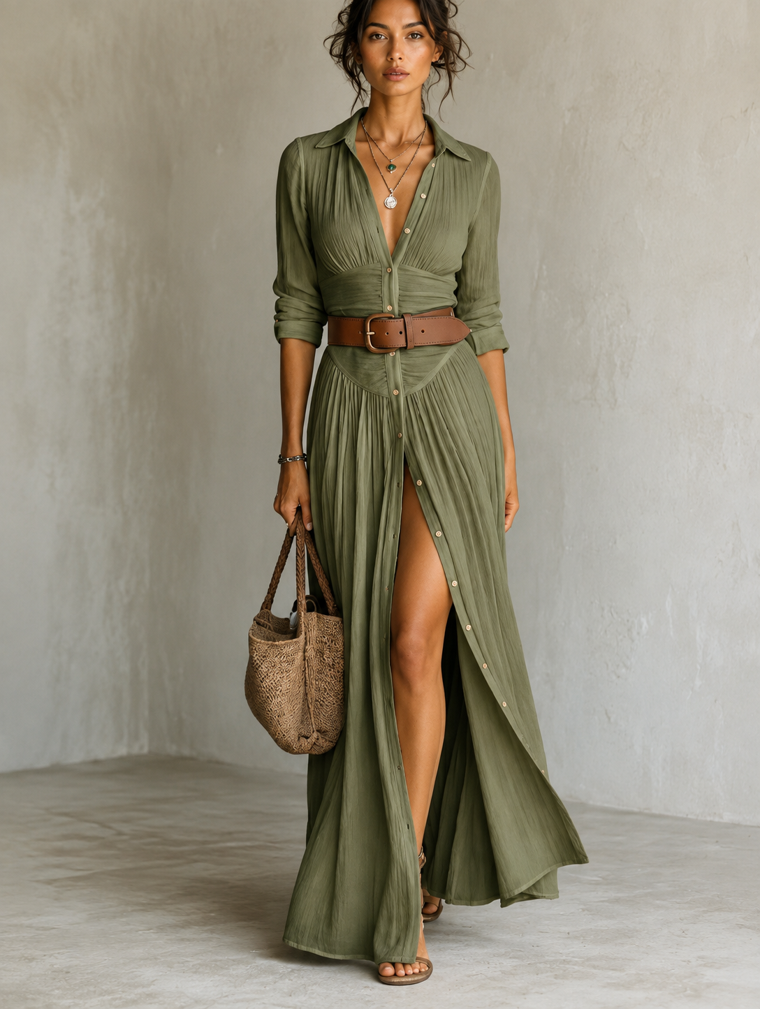 Odetta™ – Robe longue élégante avec ceinture à la taille