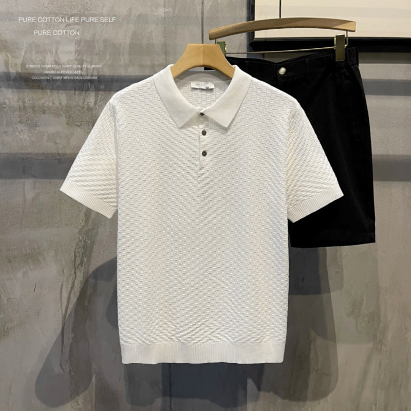 Polo écossais luxueux en soie glacée pour homme – léger, respirant, col classique