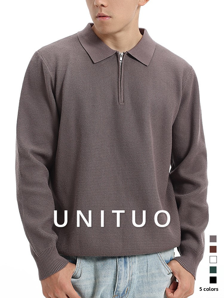 Polo en tricot à manches longues pour homme