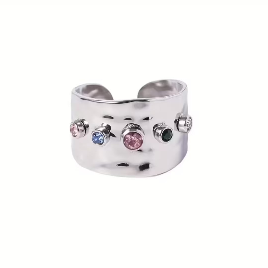 Bague vintage dorée à zircons