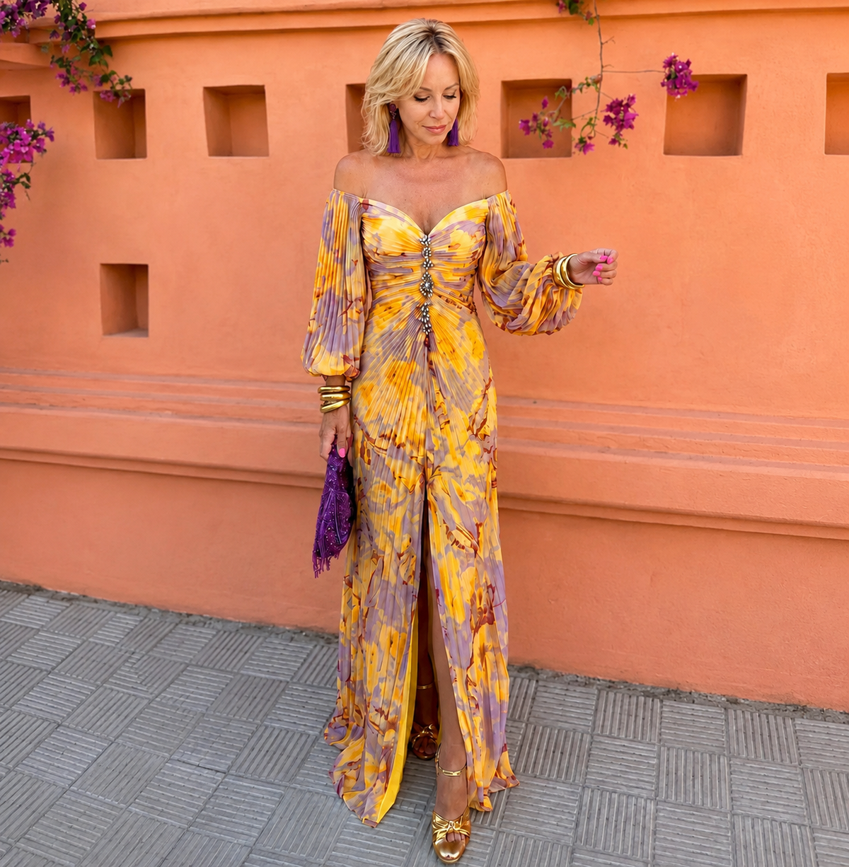 Greta™ – Robe longue élégante à motif floral