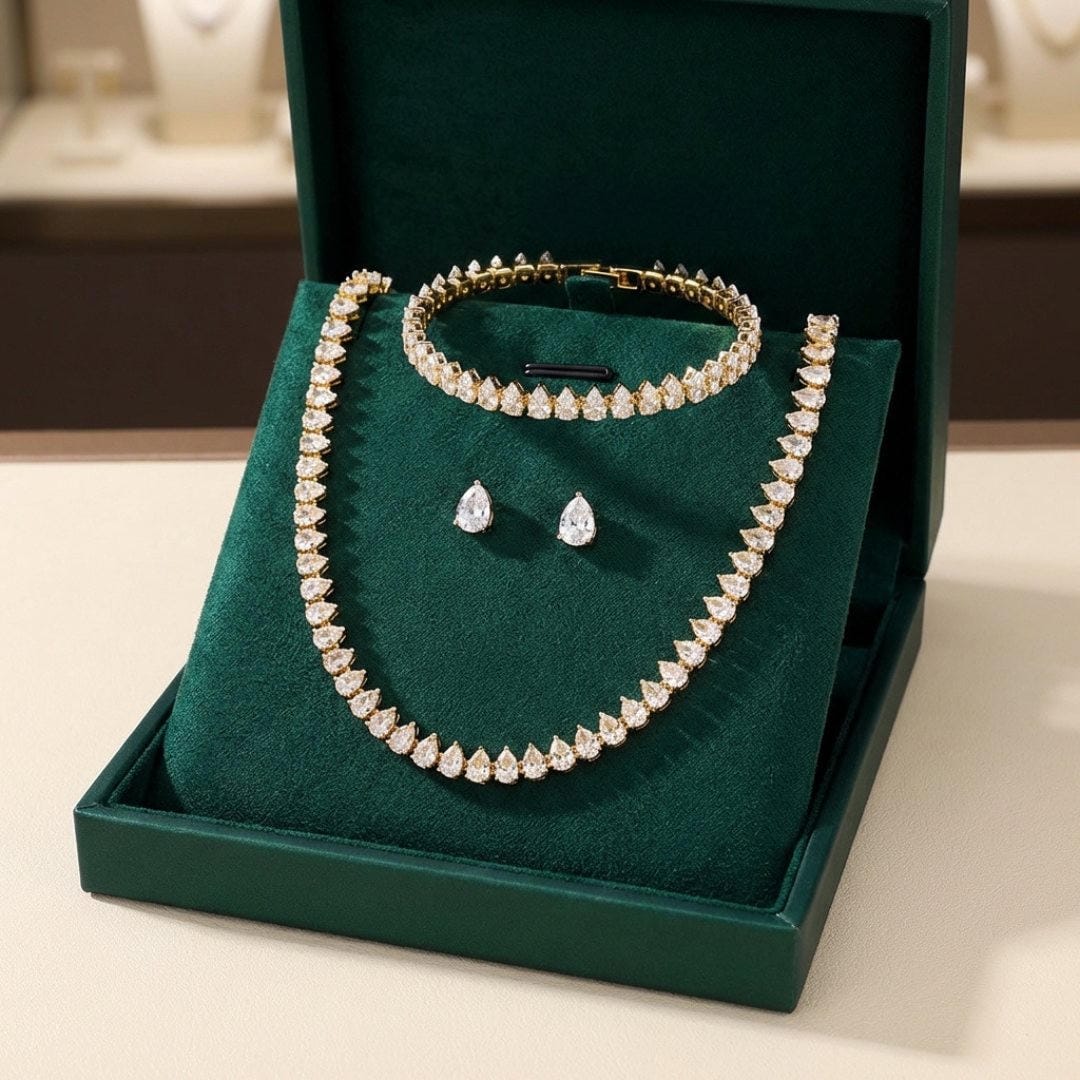 Parure de mariée à zircons ronds
