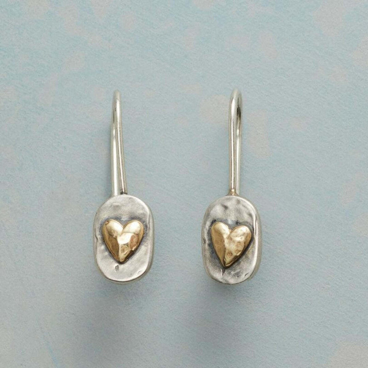 Boucles d'oreilles Cœur incrusté doré vintage
