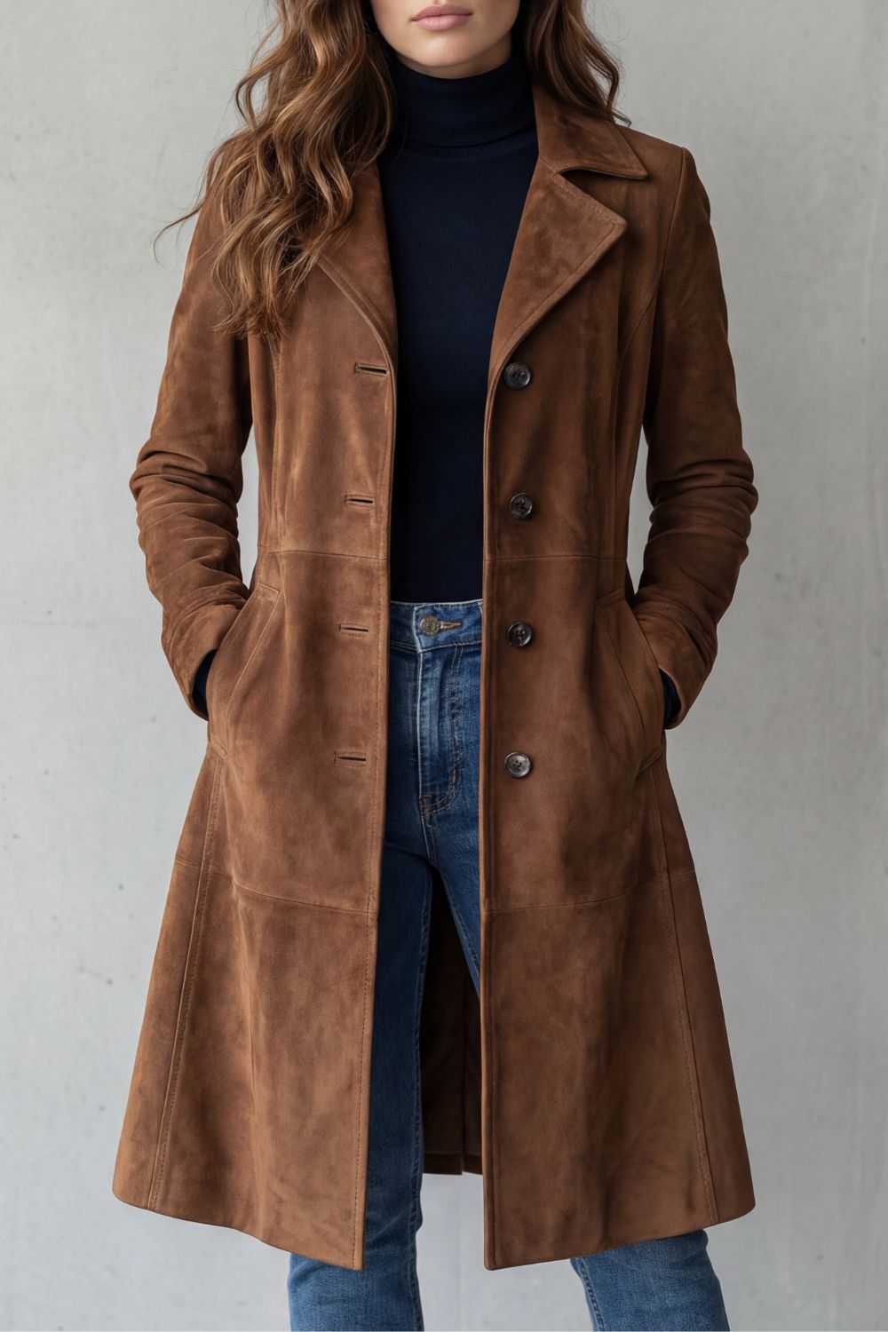 Disa | Long manteau au fini suède vintage