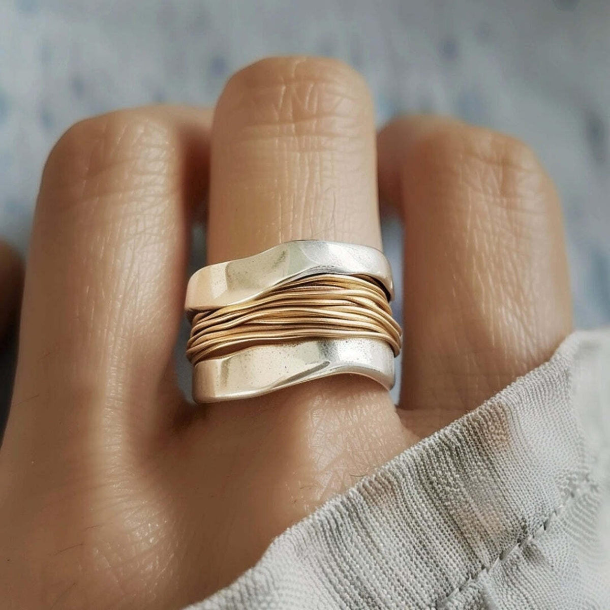 Bague Fils dorés argent