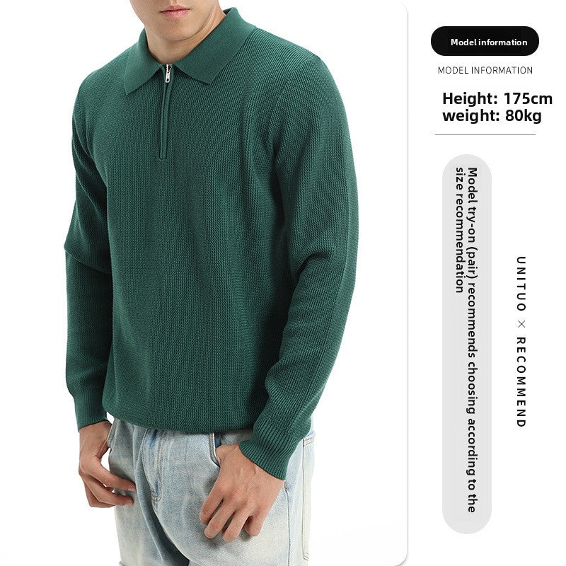 Polo en tricot à manches longues pour homme