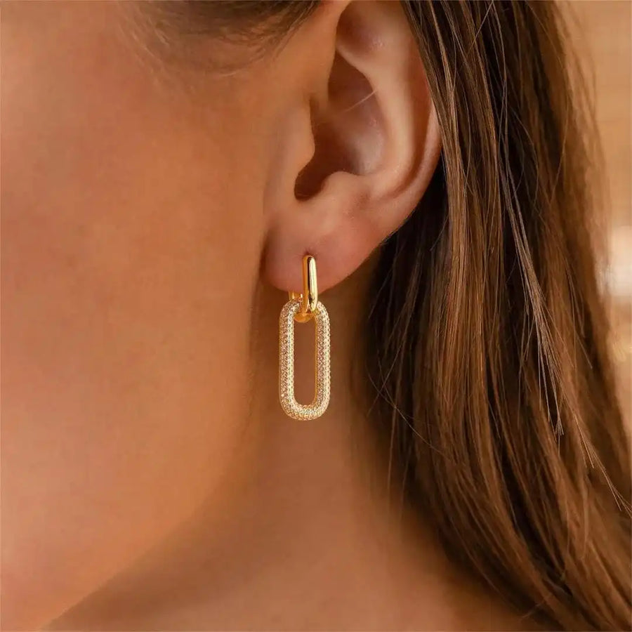 Boucles d'oreilles anneaux Géométriques à strass rétro