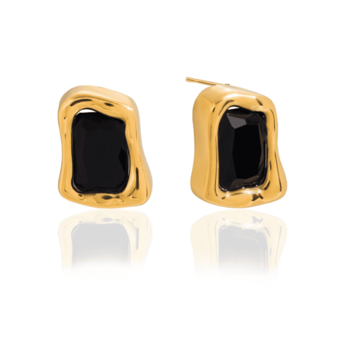Boucles d'oreilles Carrés zircon dorés intemporels