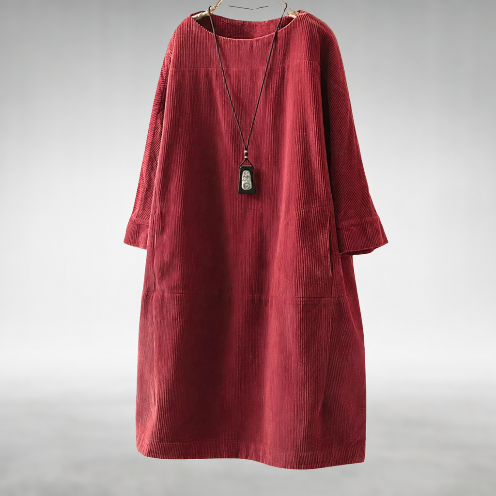 Amy™ | Robe midi confortable en velours côtelé