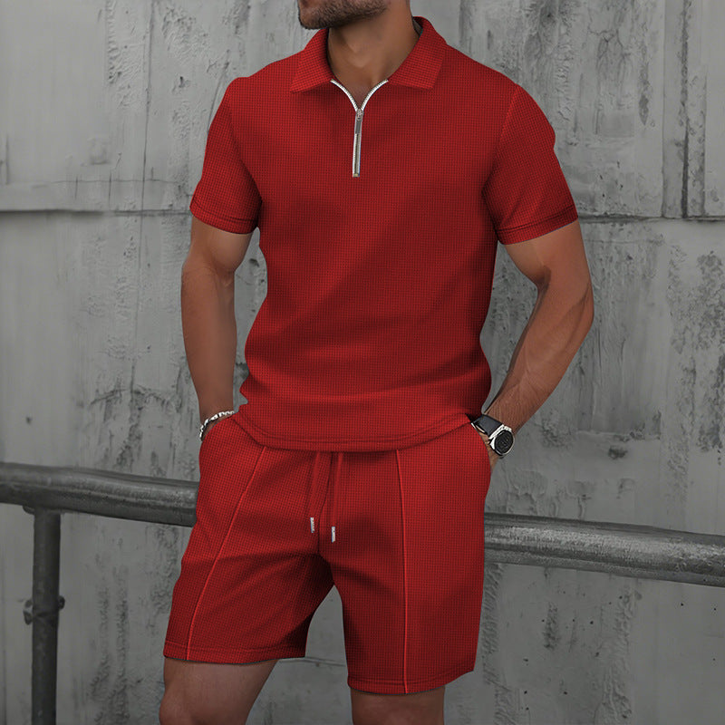 Ensemble sport polo à col texturé pour homme