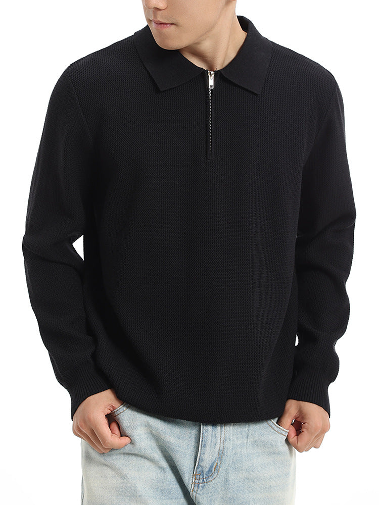 Polo en tricot à manches longues pour homme