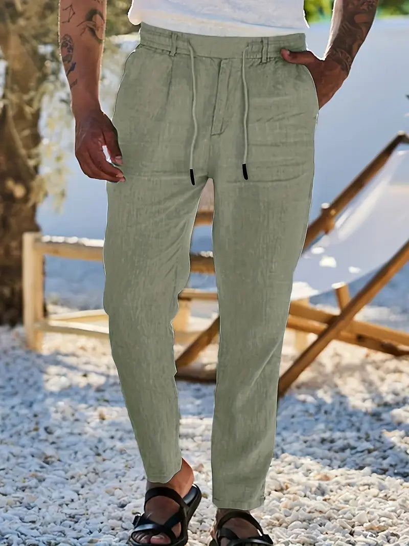 Tito | Pantalon large en lin avec cordon