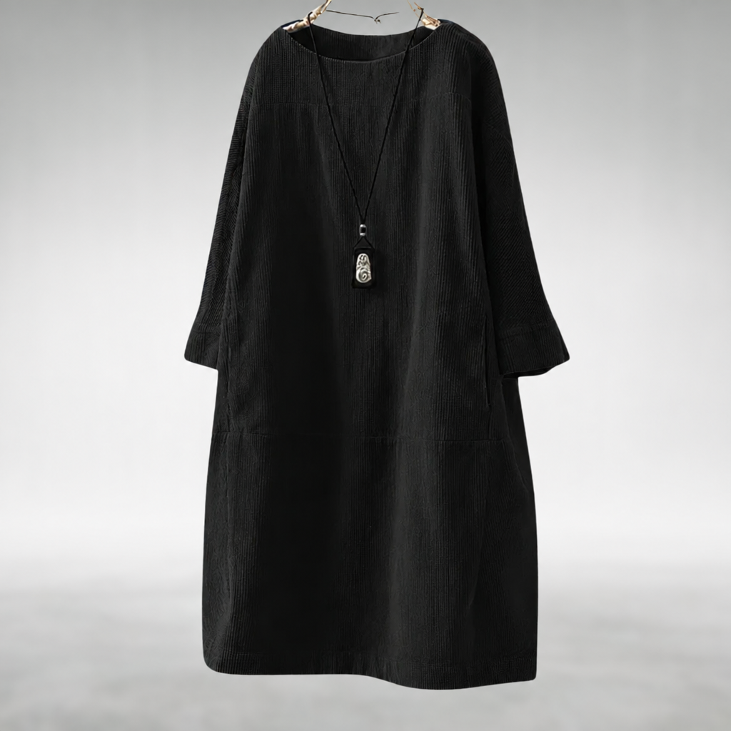 Amy™ | Robe midi confortable en velours côtelé