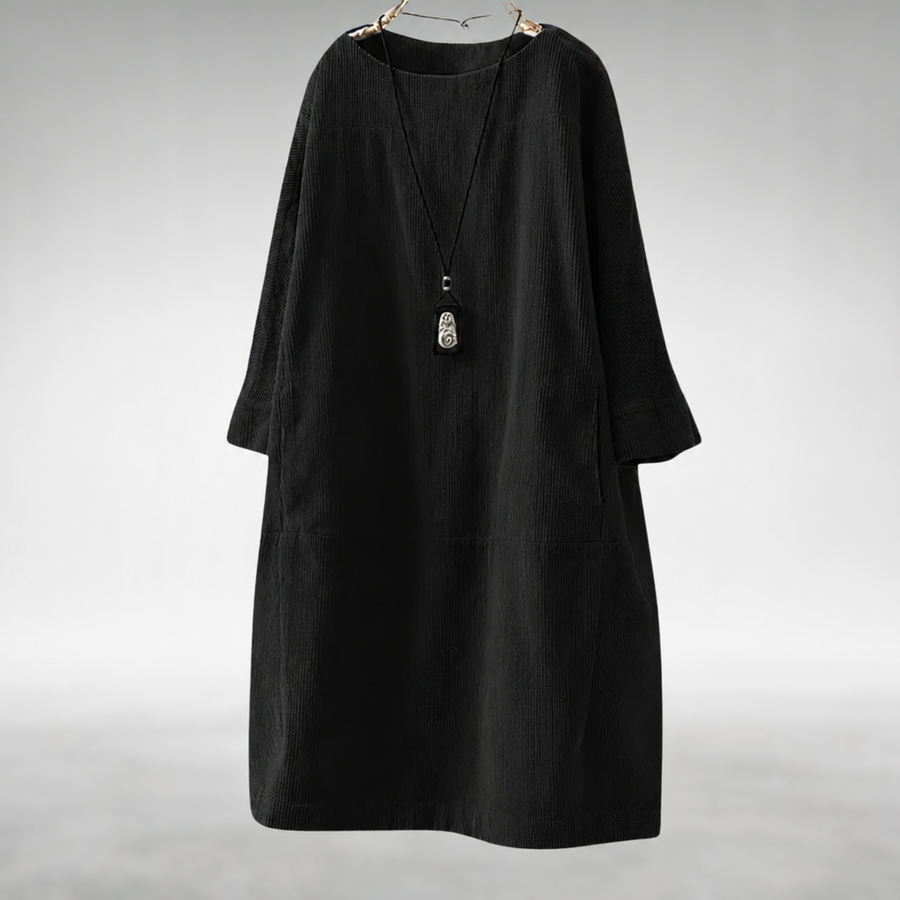 Amy™ | Robe midi confortable en velours côtelé