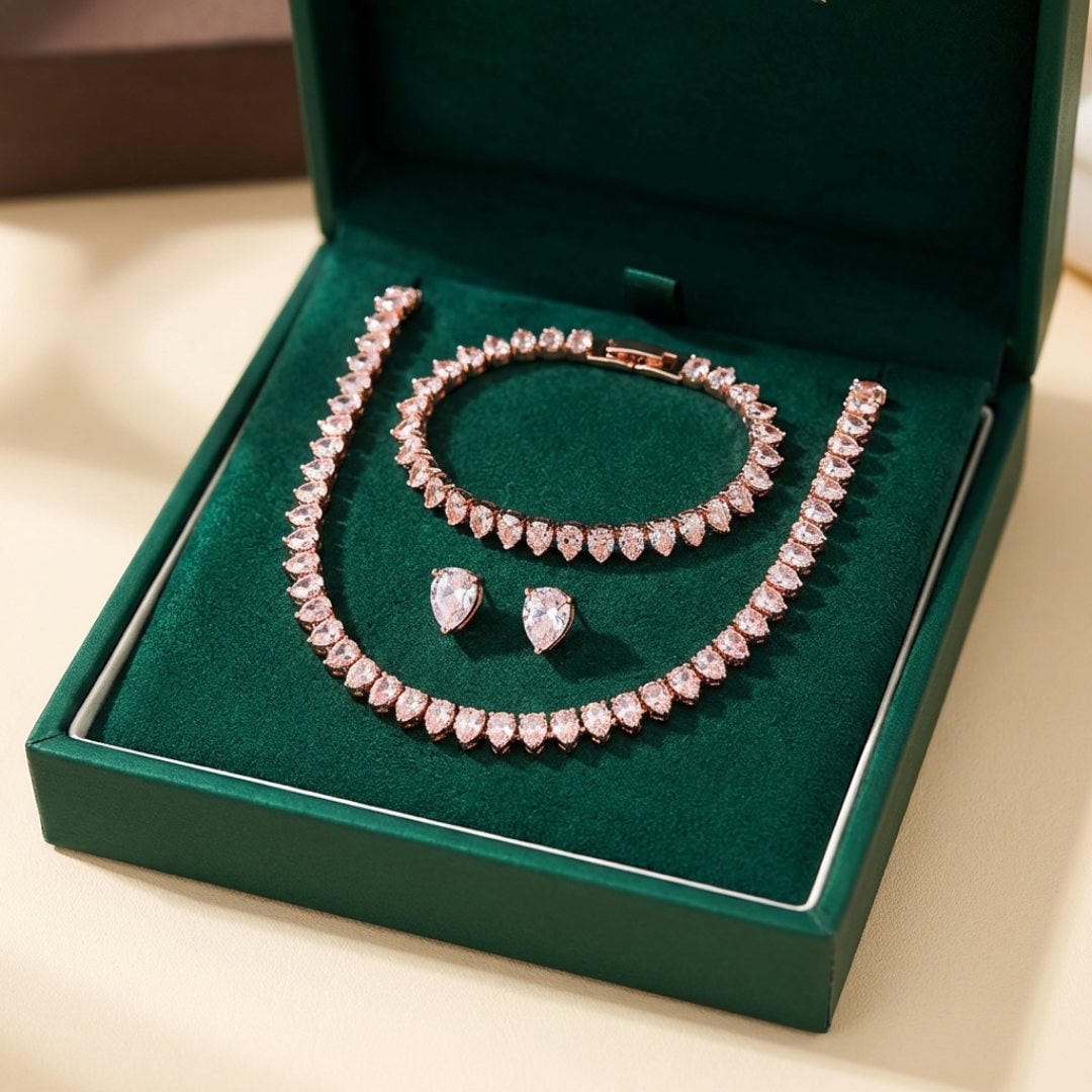Parure de mariée à zircons ronds