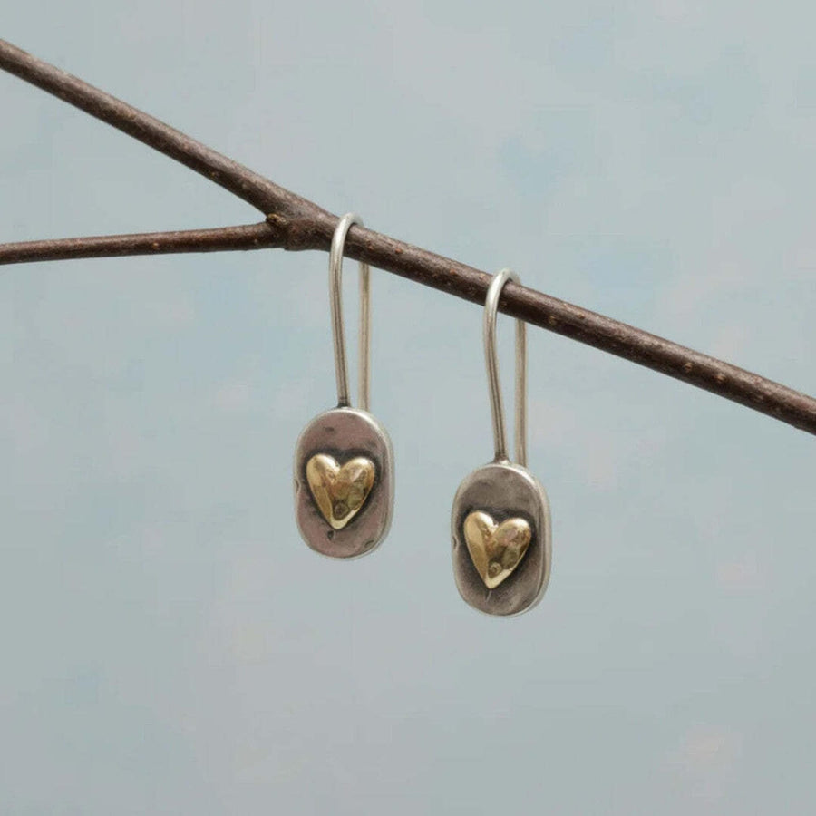 Boucles d'oreilles Cœur incrusté doré vintage