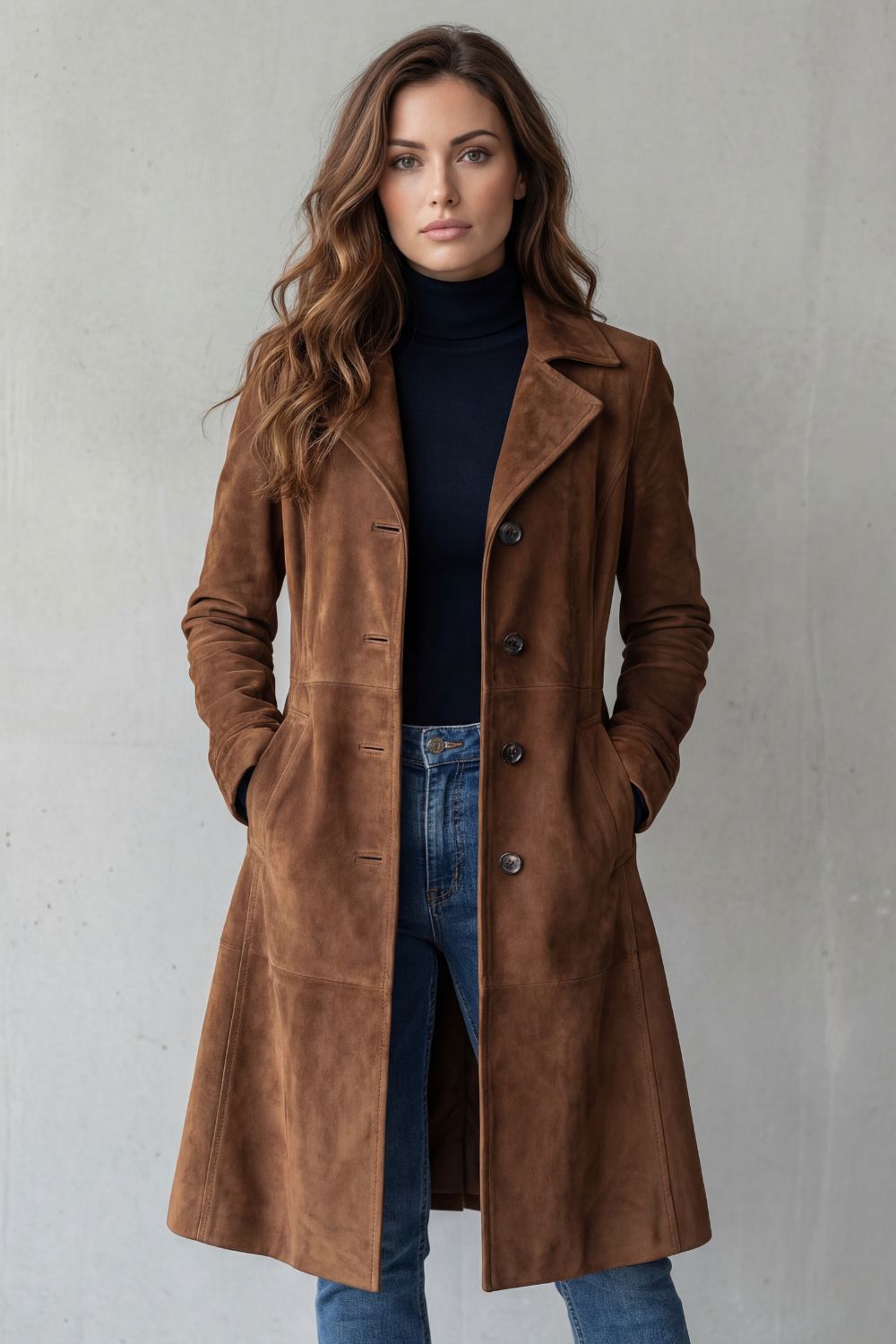 Disa | Long manteau au fini suède vintage