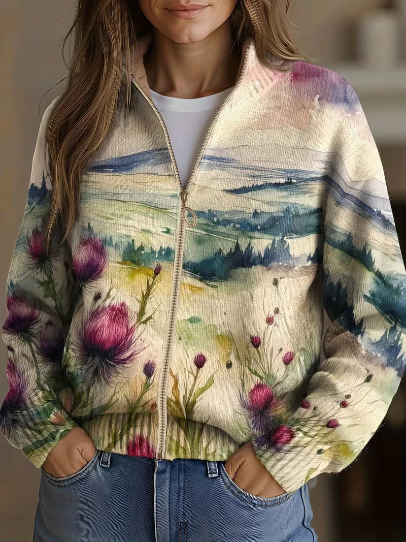Wrenna™ | Cardigan à fermeture éclair à fleurs des champs
