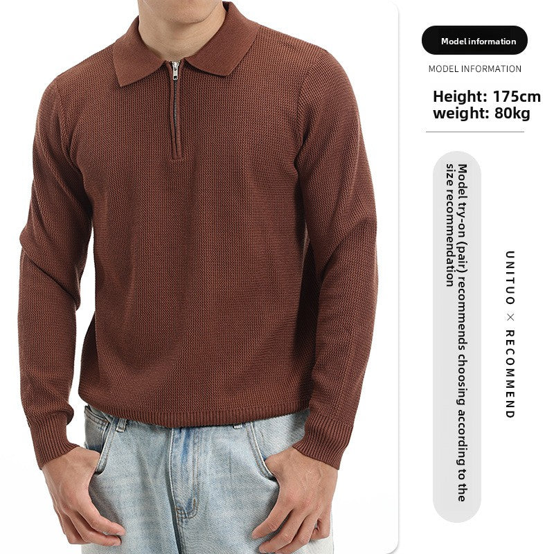 Polo en tricot à manches longues pour homme
