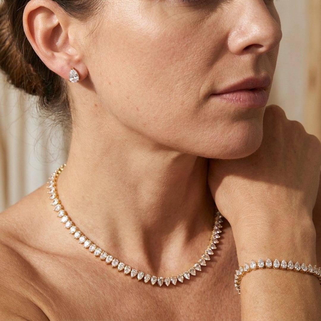 Parure de mariée à zircons ronds