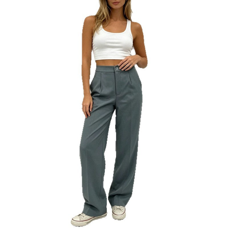Pantalon habillé fluide à jambe droite pour femme