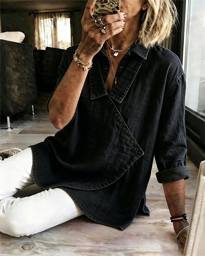Veronica | Chemise en denim boutonnée