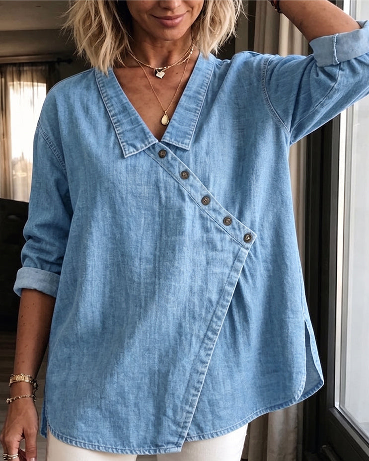 Veronica | Chemise en denim boutonnée