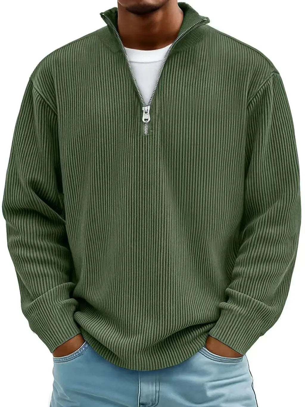 Donato | Chandail côtelé demi-zip