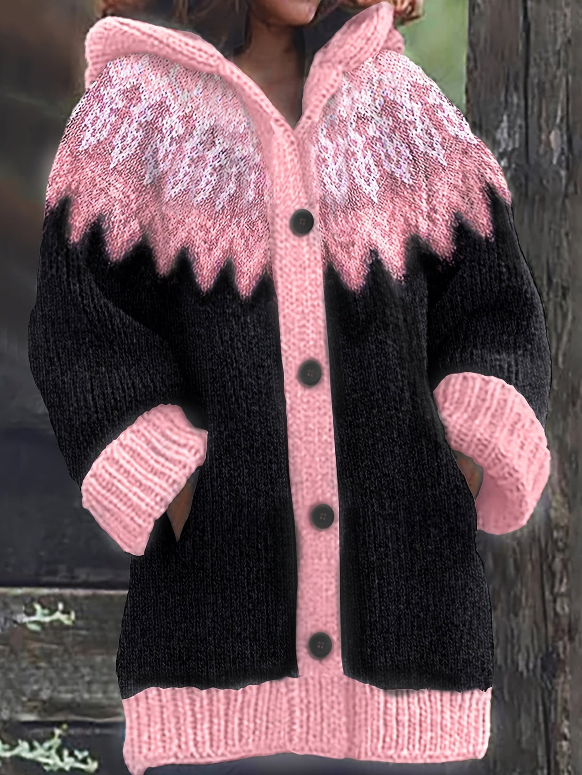 Gulnur | Cardigan à capuchon à motif nordique