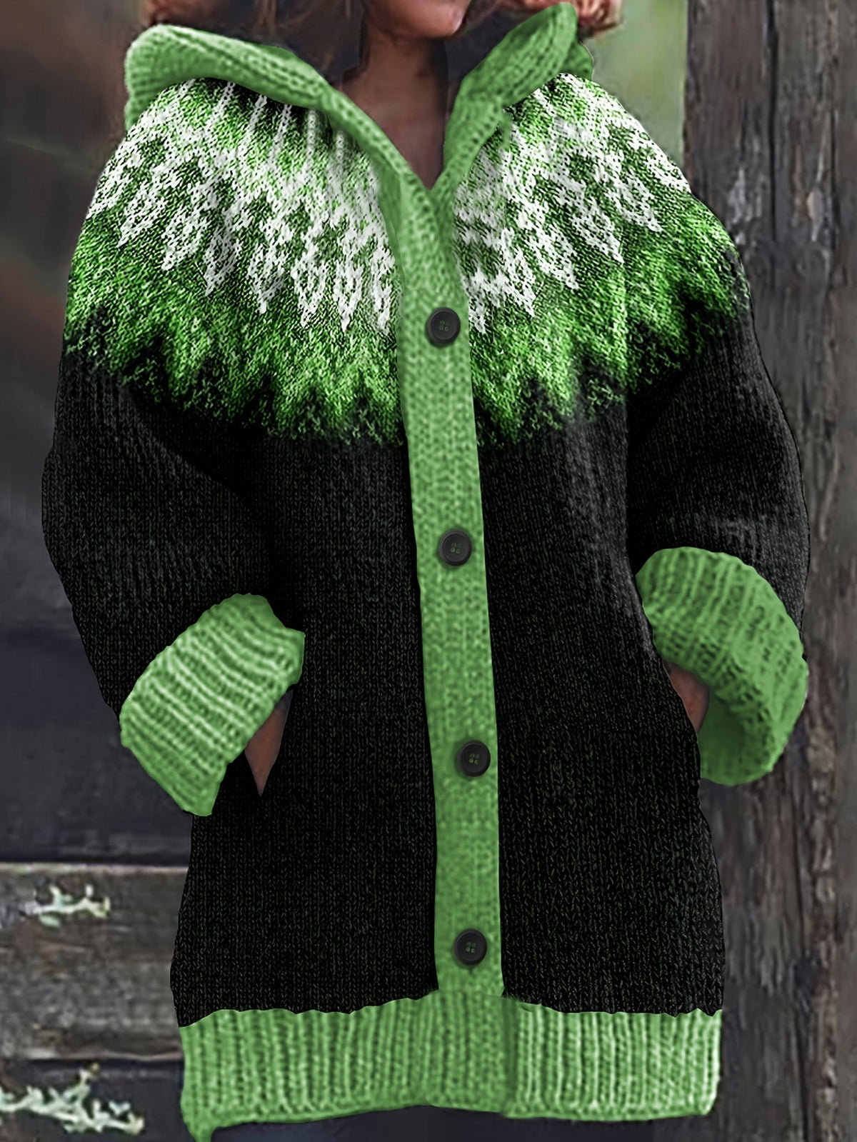 Gulnur | Cardigan à capuchon à motif nordique
