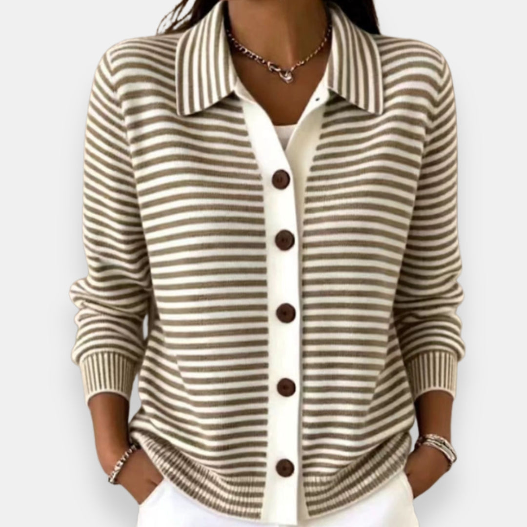 Nola™ | Cardigan rayé boutonné