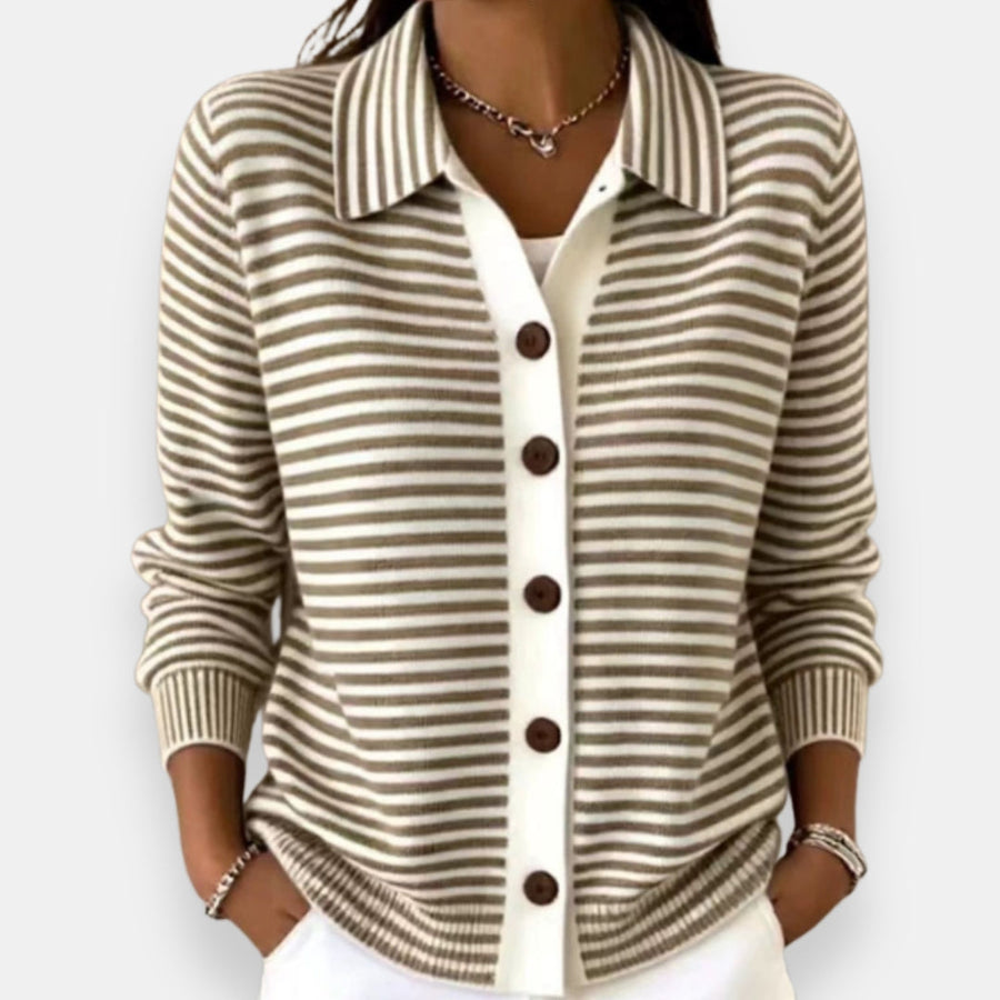 Nola™ | Cardigan rayé boutonné