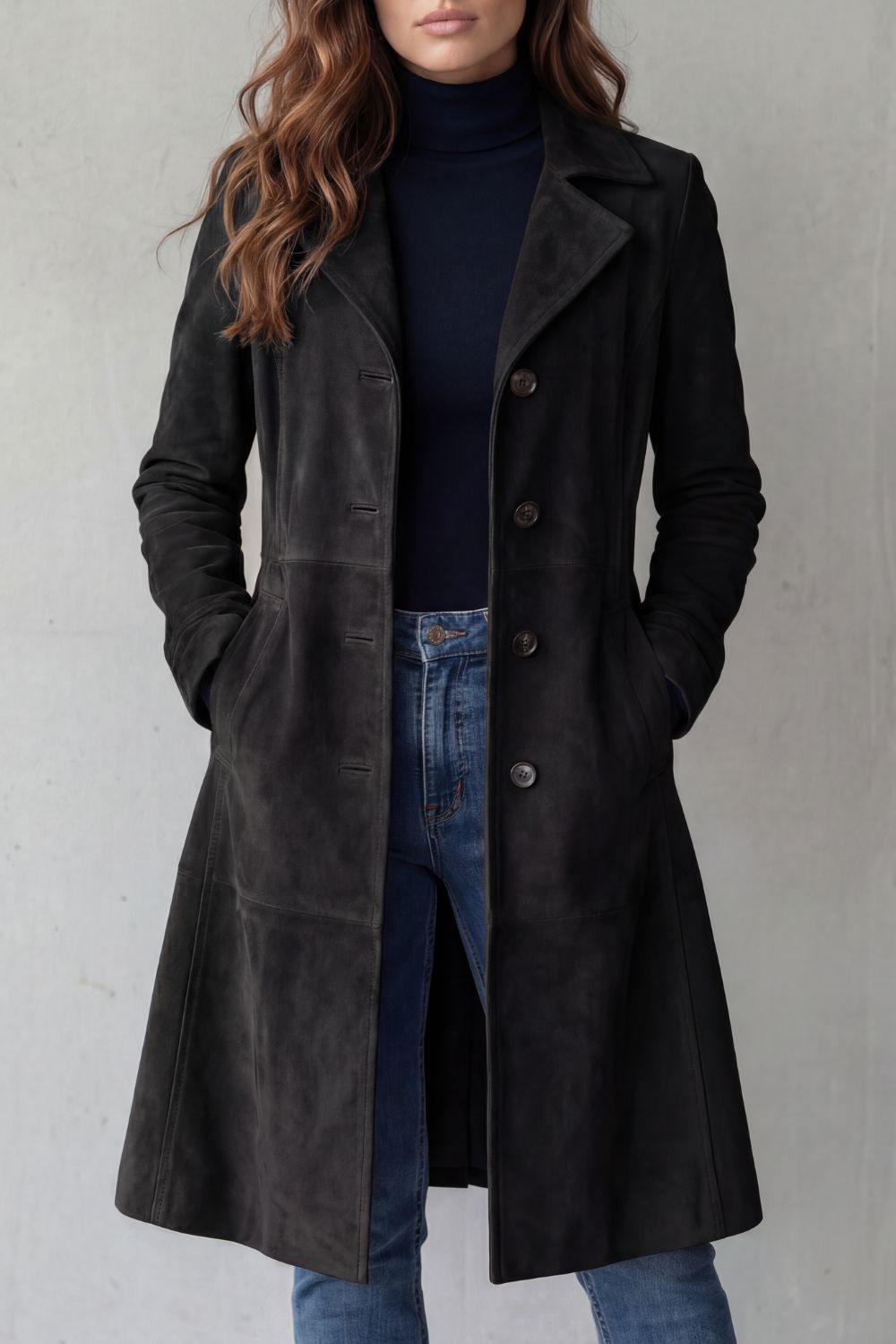 Disa | Long manteau au fini suède vintage