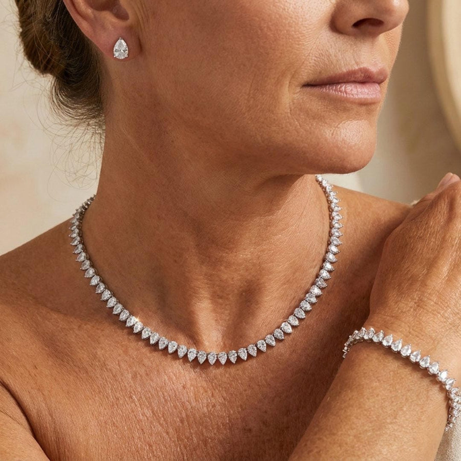 Parure de mariée à zircons ronds