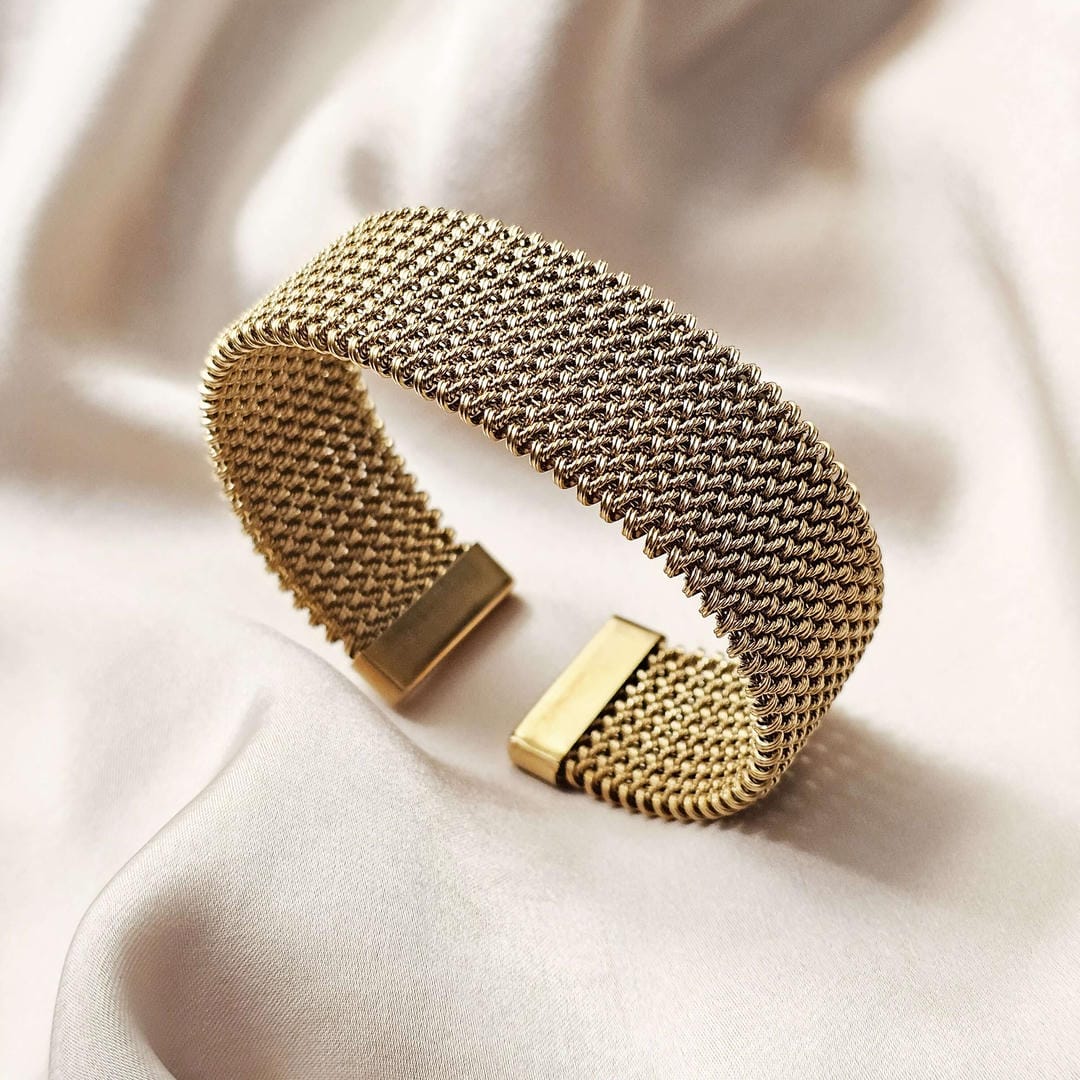 Bracelet classique ouvert à maillons tressés vintage