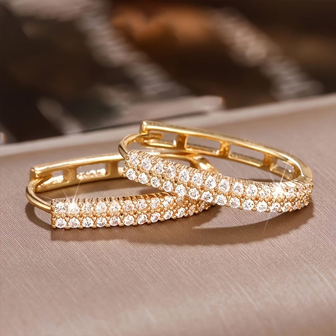 Boucles d'oreilles circulaires élégantes à zircons