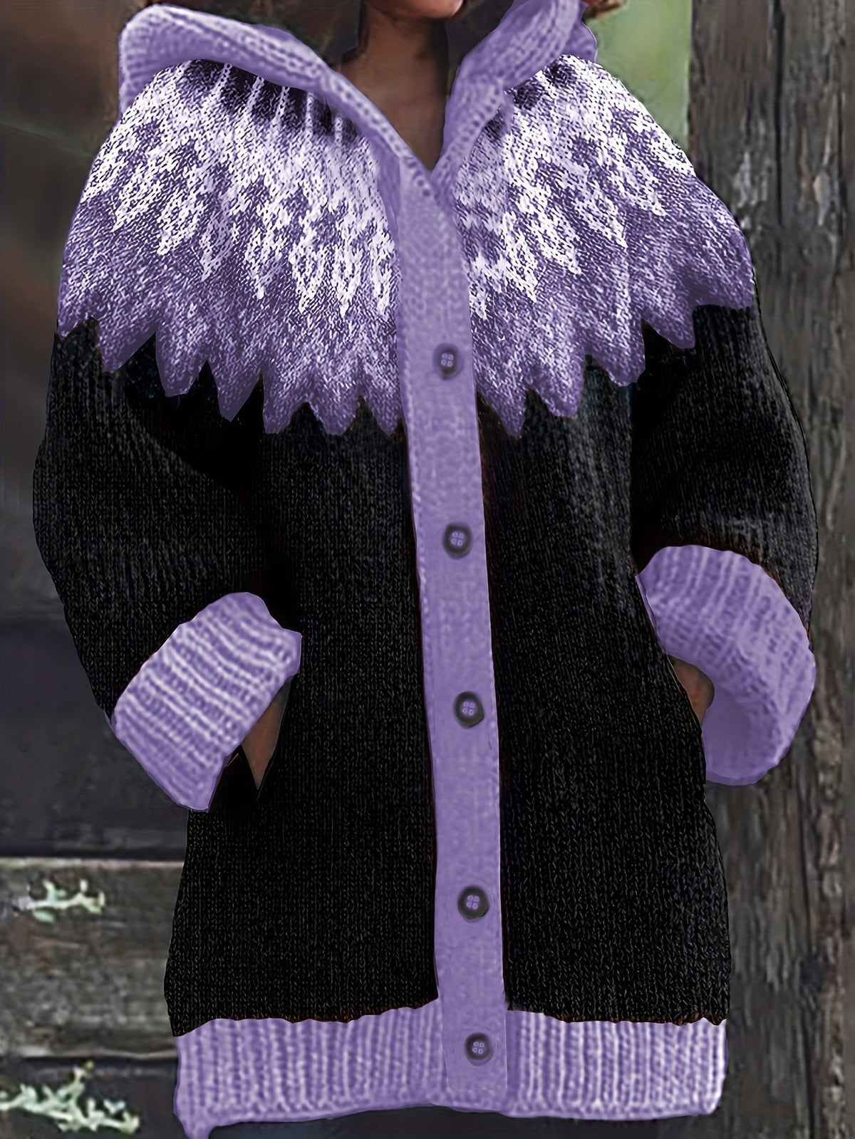 Gulnur | Cardigan à capuchon à motif nordique