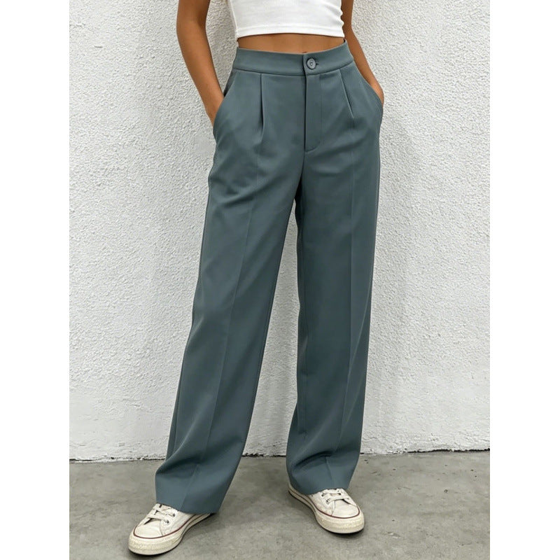 Pantalon habillé fluide à jambe droite pour femme