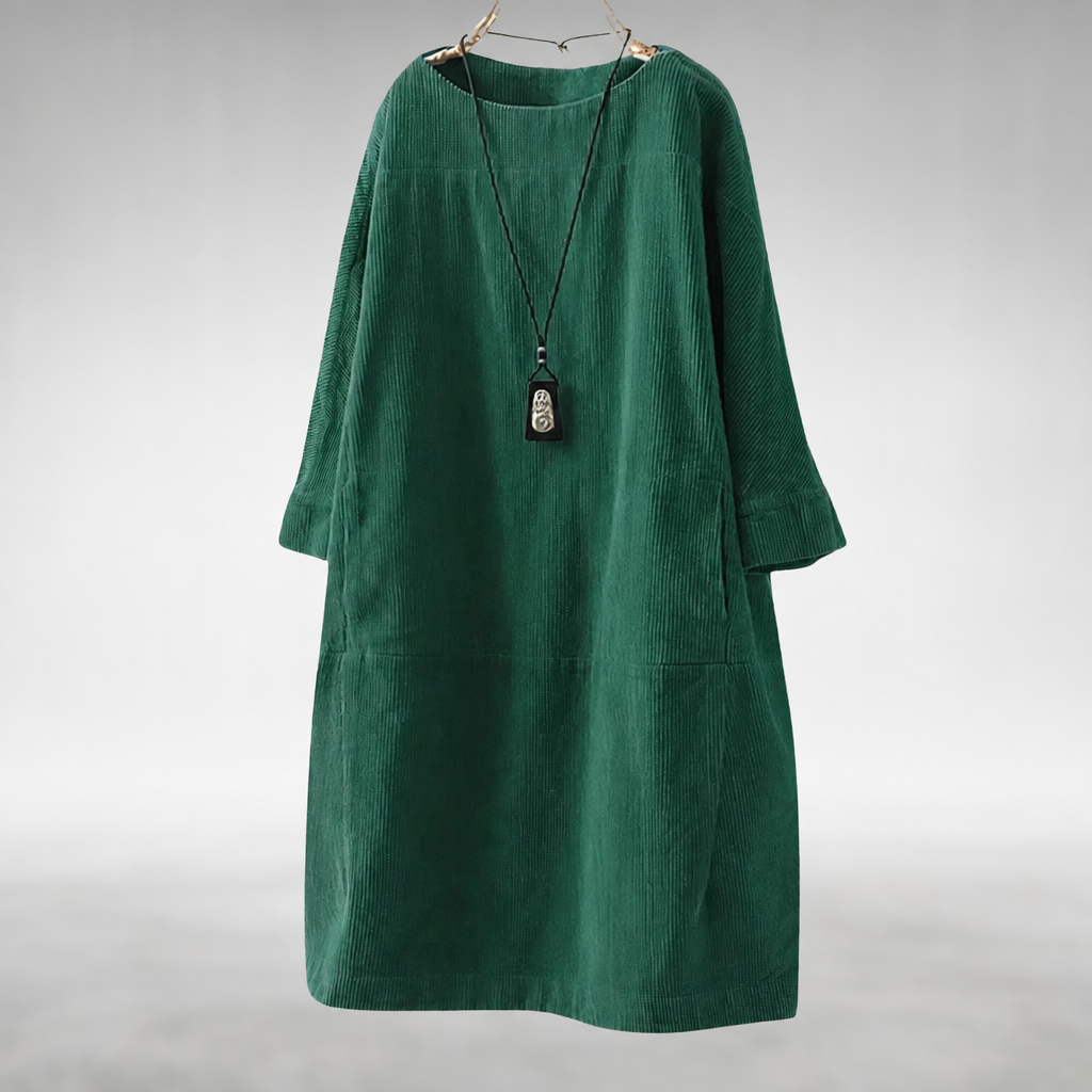 Amy™ | Robe midi confortable en velours côtelé