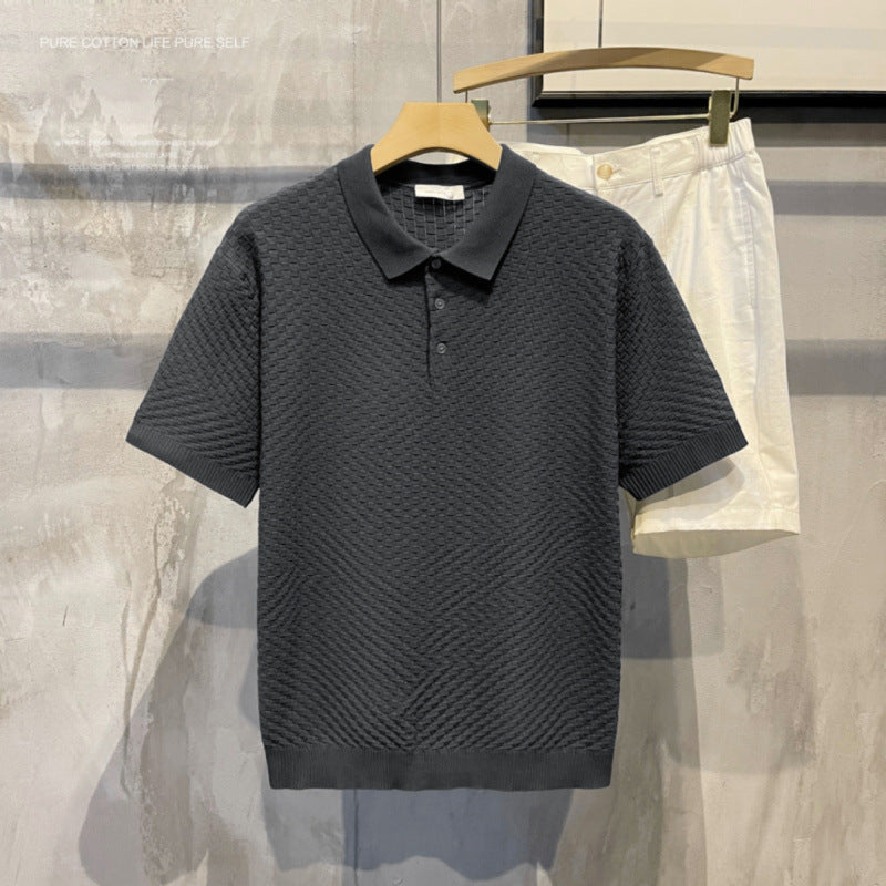Polo écossais luxueux en soie glacée pour homme – léger, respirant, col classique
