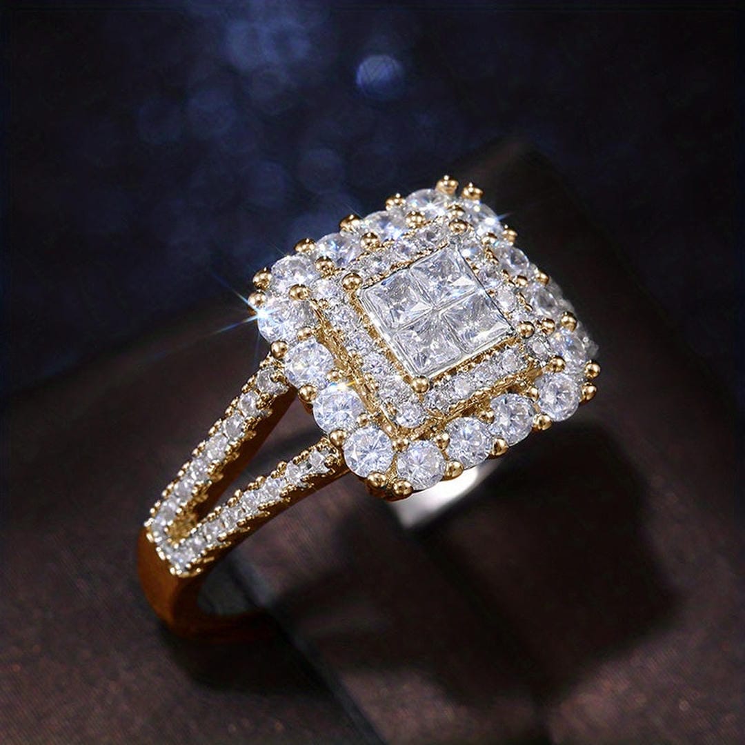 Bague à zircon taillé en carré