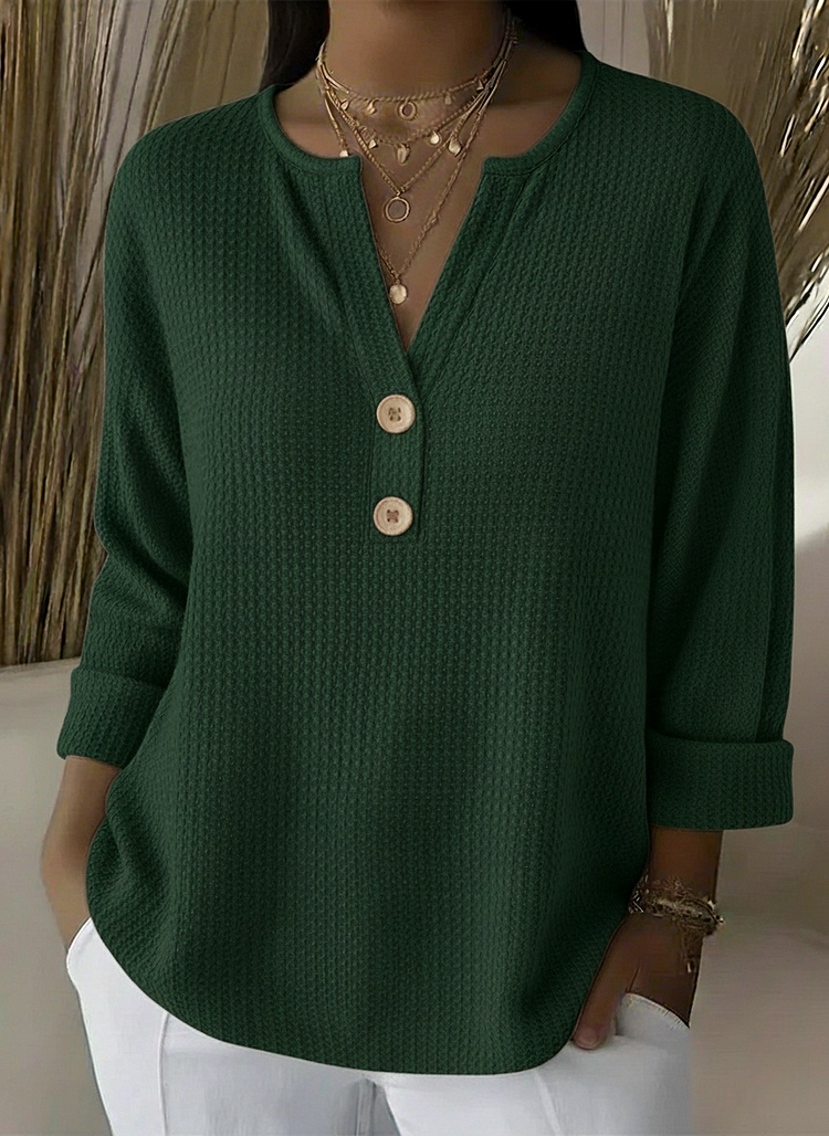Elena | T-shirt Henley rayé à boutons
