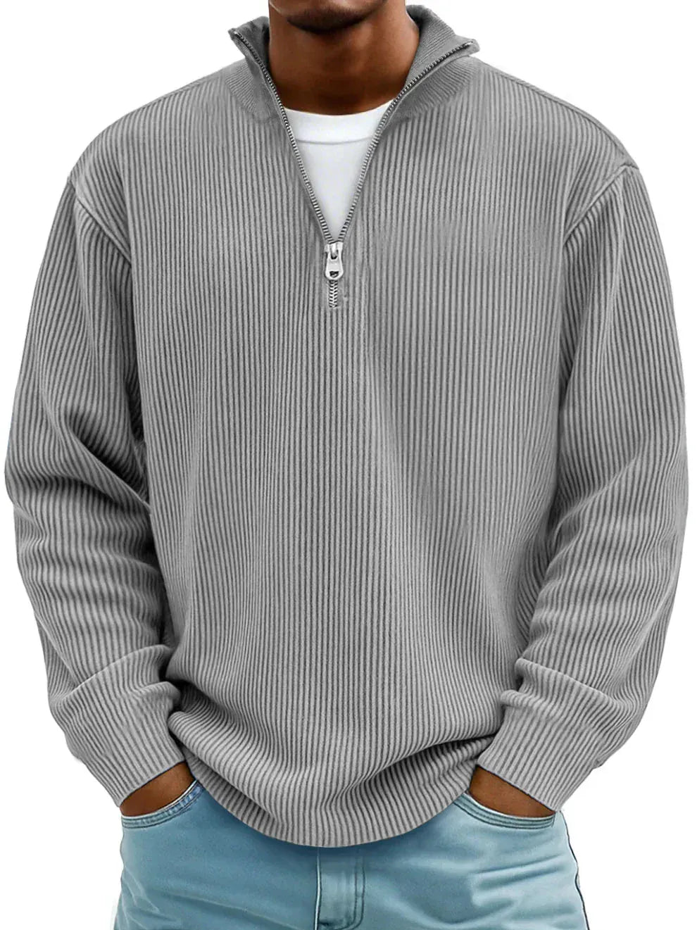 Donato | Chandail côtelé demi-zip