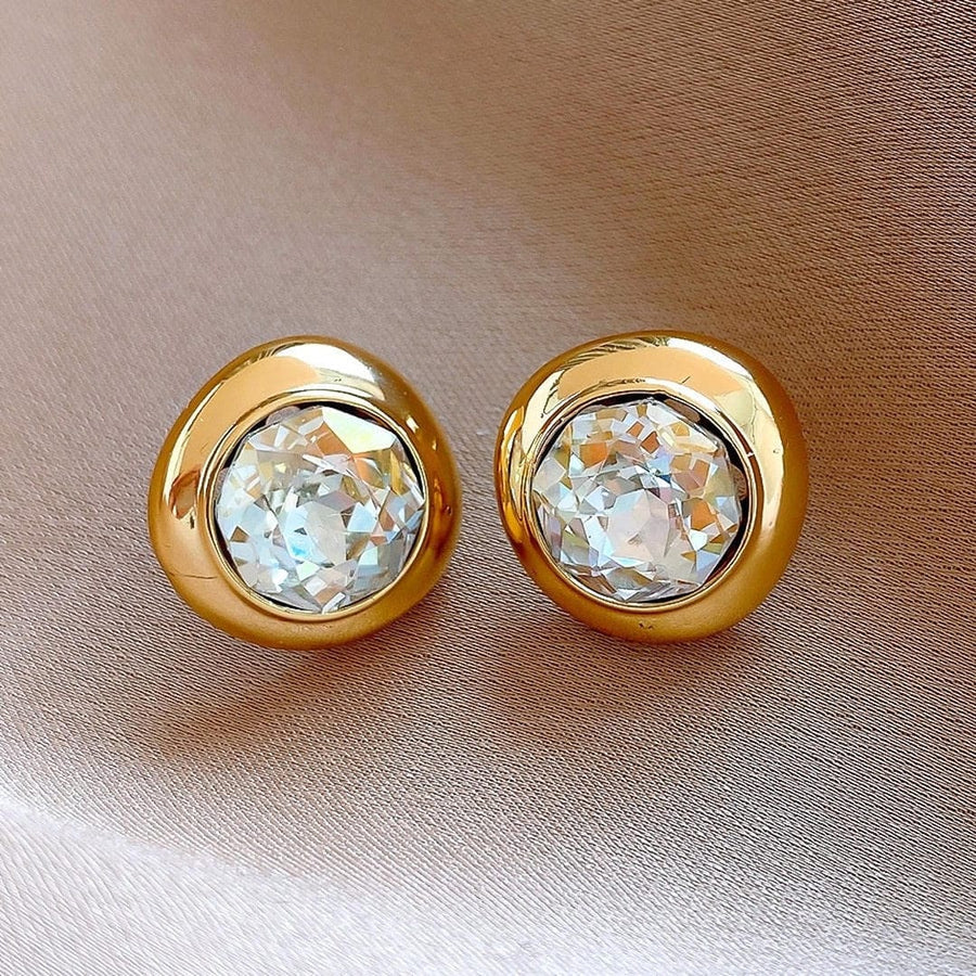 Boucles d'oreilles Rondes zircon dorées intemporelles