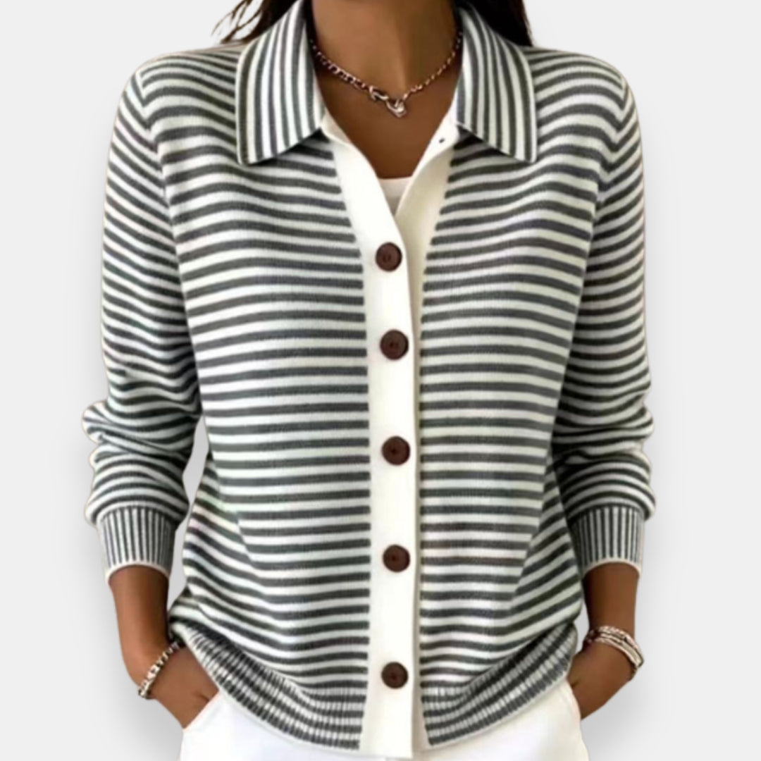 Nola™ | Cardigan rayé boutonné
